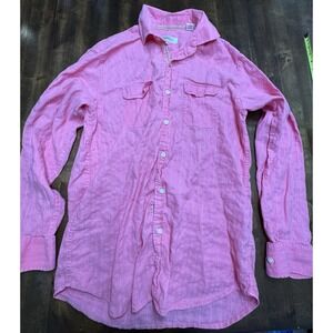 Vintage Tommy Bahama linen cotton camp shirt long sleeve Medium